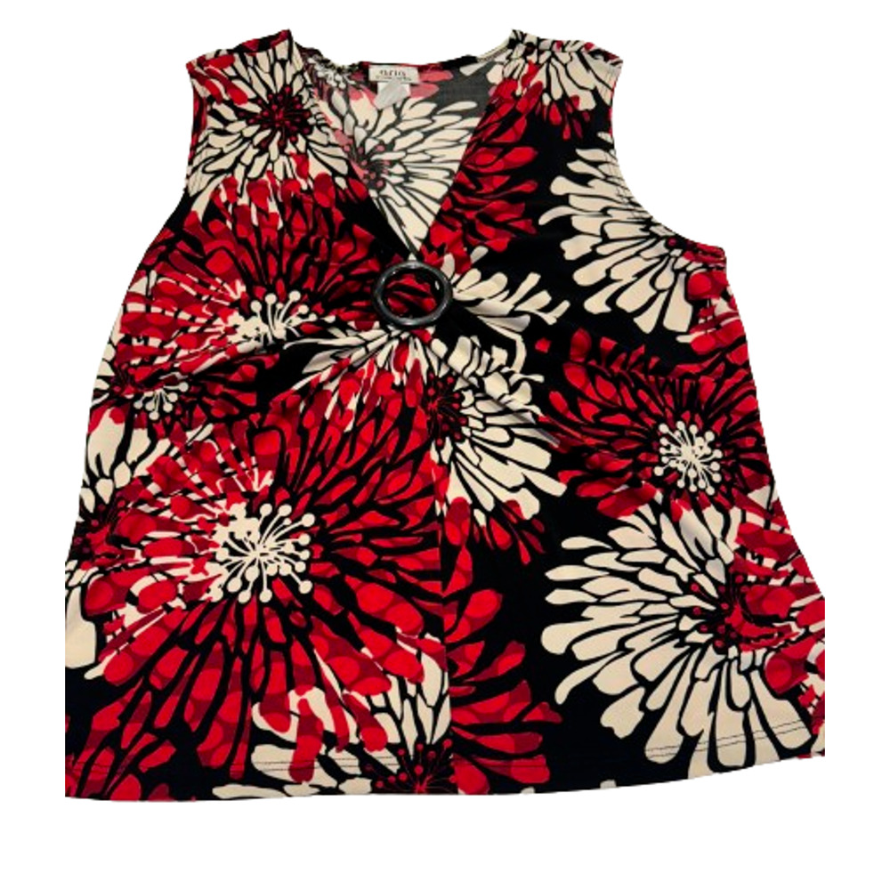 Aria by Creative Design Works Floral Sleeveless Blouse Top